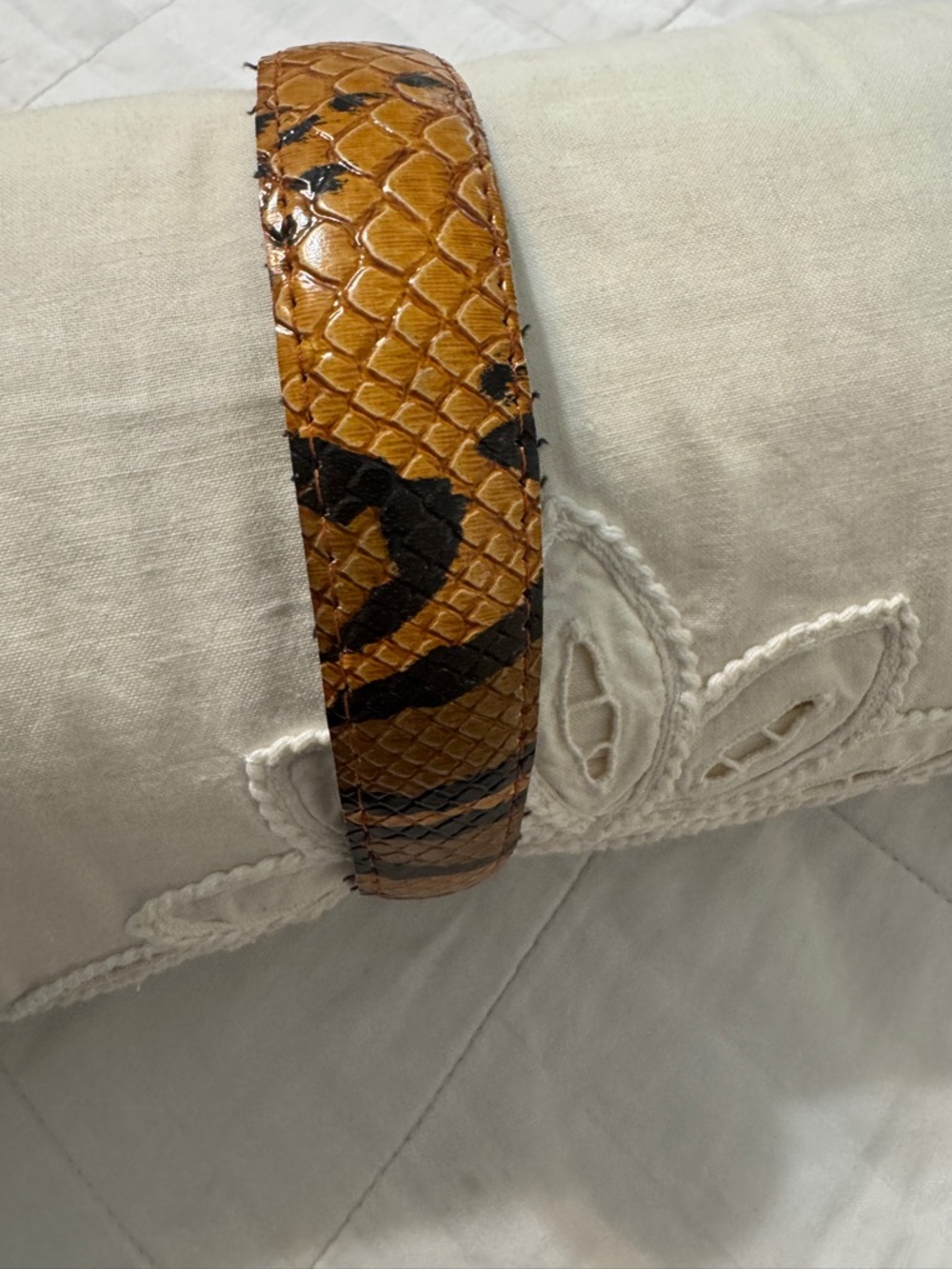 Brown Faux-Snake Skin Padded Headband